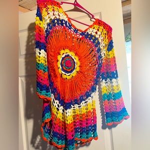 Colorful knit coverup.